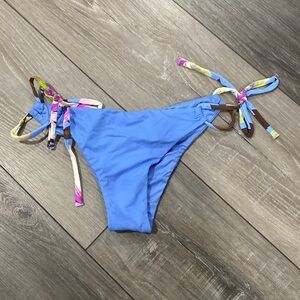 NWOT! Miss‎ Bikini Blue with Floral Print Ties